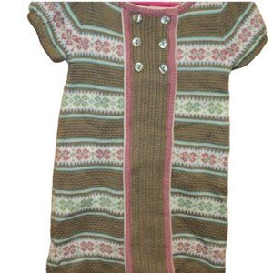 Maggie & Zoe 2T Olive Green Pink Striped A-line Sweater Dress